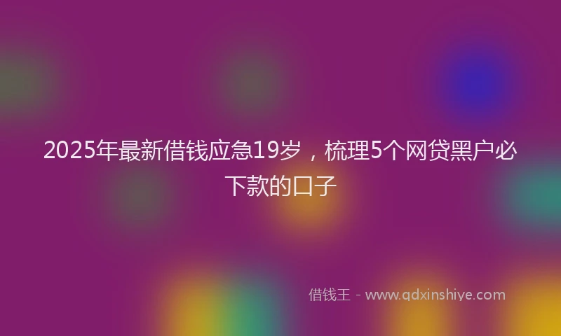 2025年最新借钱应急19岁，梳理5个网贷黑户必下款的口子