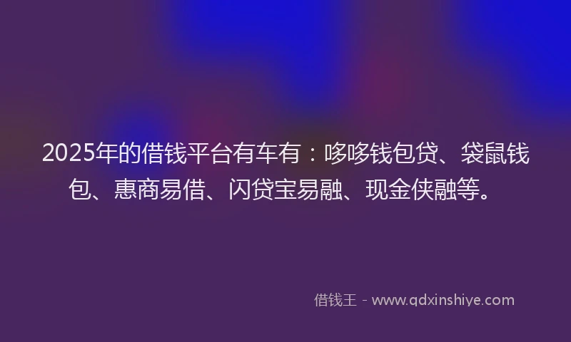 2025年的借钱平台有车有：哆哆钱包贷、袋鼠钱包、惠商易借、闪贷宝易融、现金侠融等。