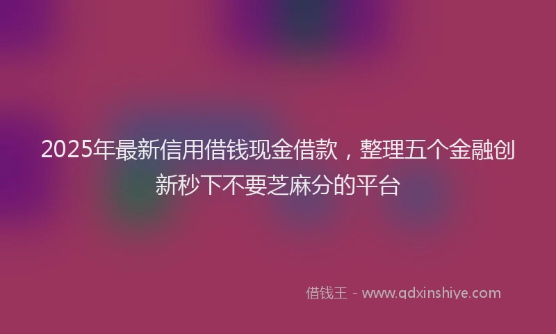 2025年最新信用借钱现金借款，整理五个金融创新秒下不要芝麻分的平台