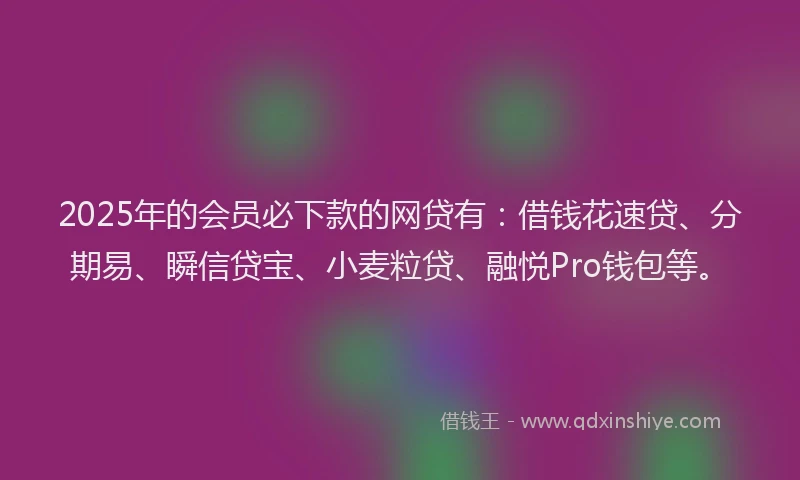 2025年的会员必下款的网贷有：借钱花速贷、分期易、瞬信贷宝、小麦粒贷、融悦Pro钱包等。
