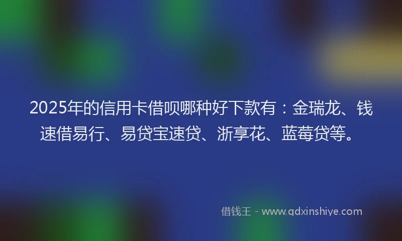 2025年的信用卡借呗哪种好下款有：金瑞龙、钱速借易行、易贷宝速贷、浙享花、蓝莓贷等。