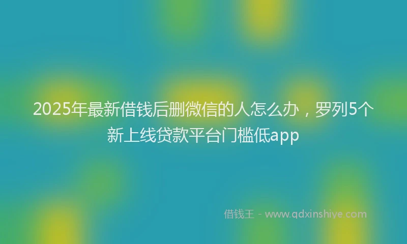 2025年最新借钱后删微信的人怎么办，罗列5个新上线贷款平台门槛低app