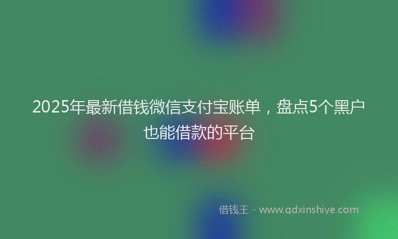 2025年最新借钱微信支付宝账单，盘点5个黑户也能借款的平台