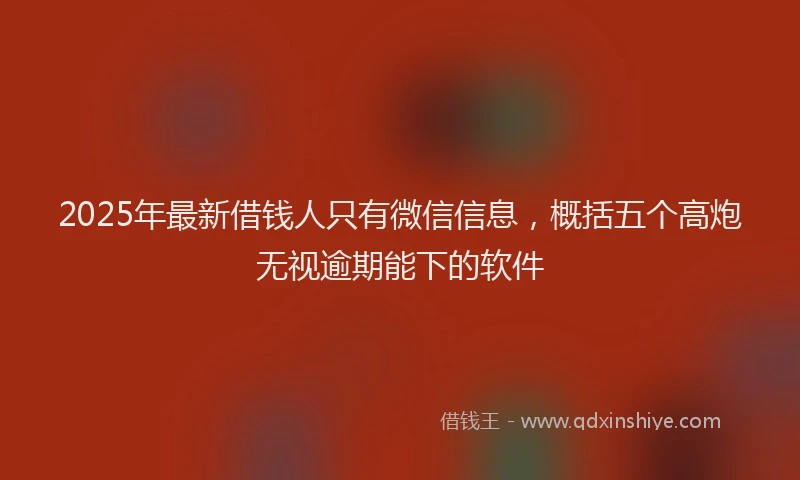 2025年最新借钱人只有微信信息，概括五个高炮无视逾期能下的软件
