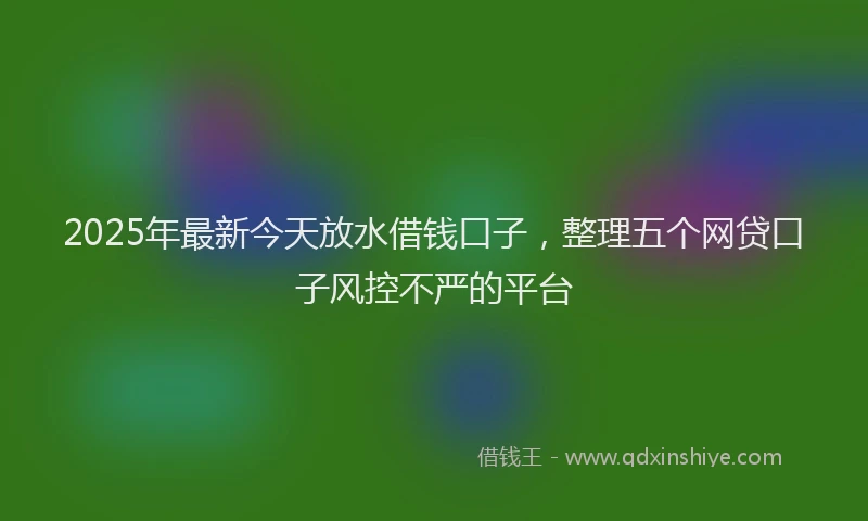2025年最新今天放水借钱口子，整理五个网贷口子风控不严的平台