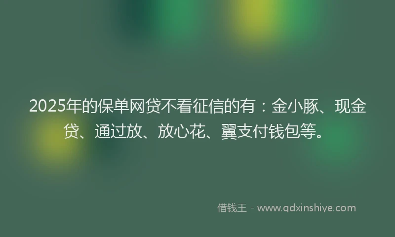 2025年的保单网贷不看征信的有：金小豚、现金贷、通过放、放心花、翼支付钱包等。