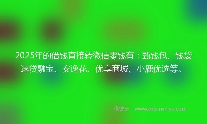 2025年的借钱直接转微信零钱有：甄钱包、钱袋速贷融宝、安逸花、优享商城、小鹿优选等。