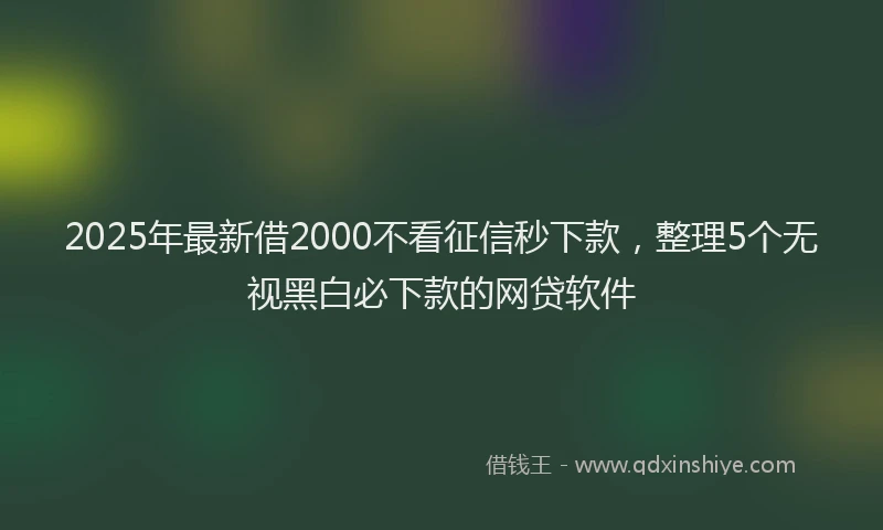 2025年最新借2000不看征信秒下款，整理5个无视黑白必下款的网贷软件