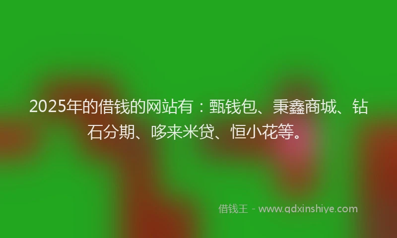 2025年的借钱的网站有：甄钱包、秉鑫商城、钻石分期、哆来米贷、恒小花等。