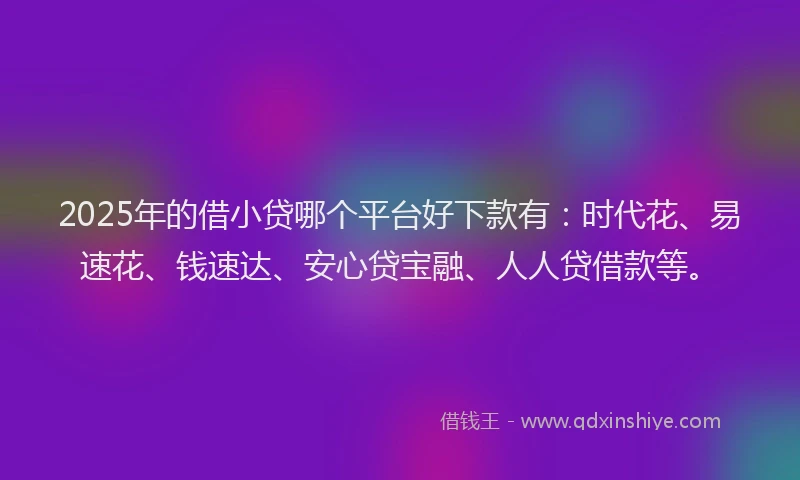 2025年的借小贷哪个平台好下款有：时代花、易速花、钱速达、安心贷宝融、人人贷借款等。