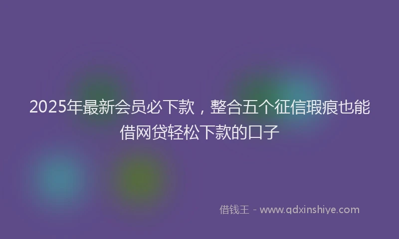 2025年最新会员必下款，整合五个征信瑕疵也能借网贷轻松下款的口子