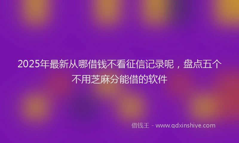 2025年最新从哪借钱不看征信记录呢，盘点五个不用芝麻分能借的软件