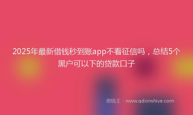 2025年最新借钱秒到账app不看征信吗，总结5个黑户可以下的贷款口子