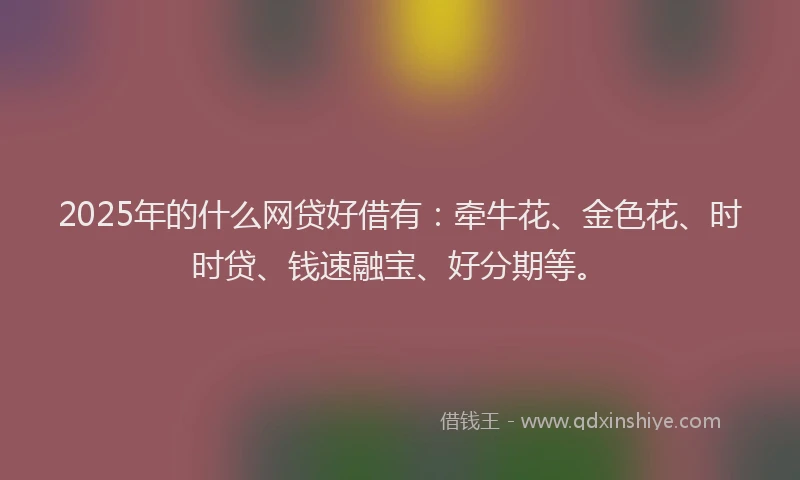 2025年的什么网贷好借有：牵牛花、金色花、时时贷、钱速融宝、好分期等。