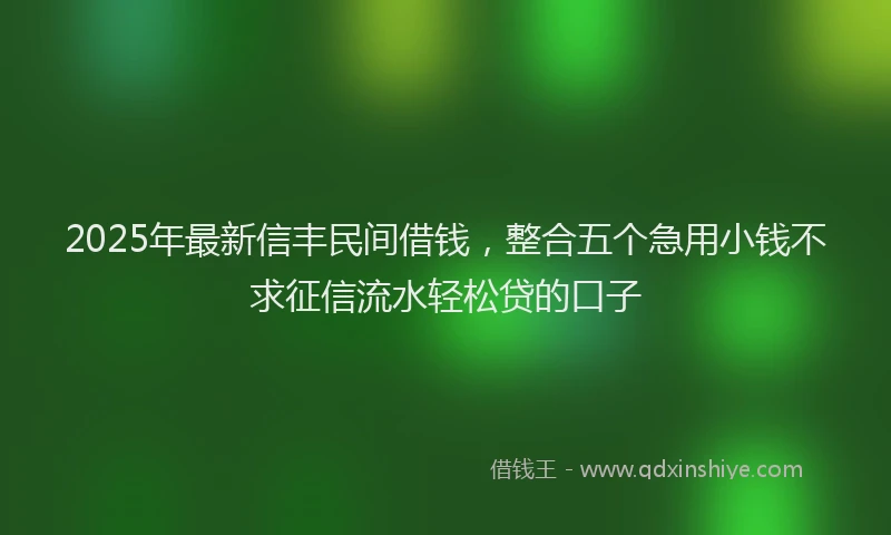 2025年最新信丰民间借钱，整合五个急用小钱不求征信流水轻松贷的口子