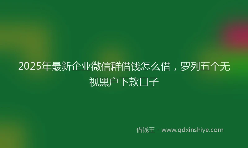 2025年最新企业微信群借钱怎么借，罗列五个无视黑户下款口子