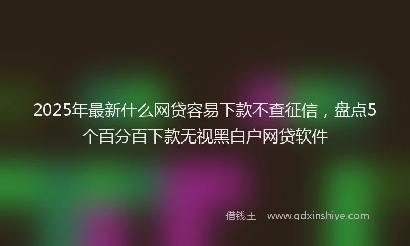 2025年最新什么网贷容易下款不查征信，盘点5个百分百下款无视黑白户网贷软件