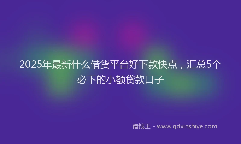 2025年最新什么借货平台好下款快点，汇总5个必下的小额贷款口子