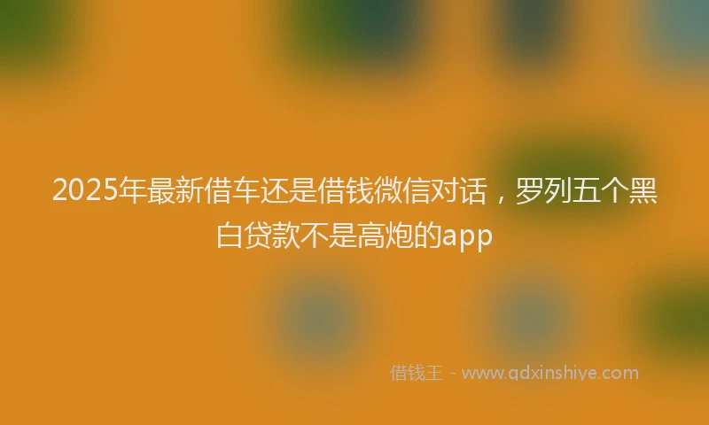 2025年最新借车还是借钱微信对话，罗列五个黑白贷款不是高炮的app