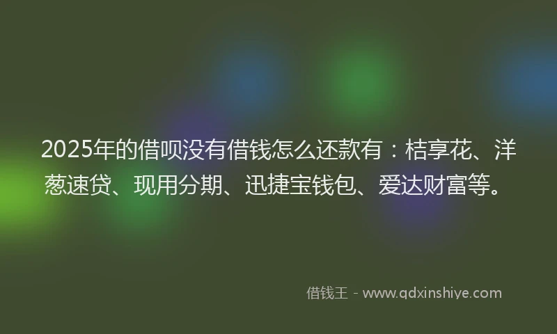 2025年的借呗没有借钱怎么还款有：桔享花、洋葱速贷、现用分期、迅捷宝钱包、爱达财富等。