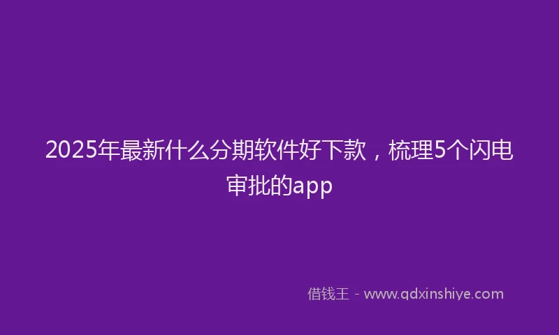 2025年最新什么分期软件好下款，梳理5个闪电审批的app