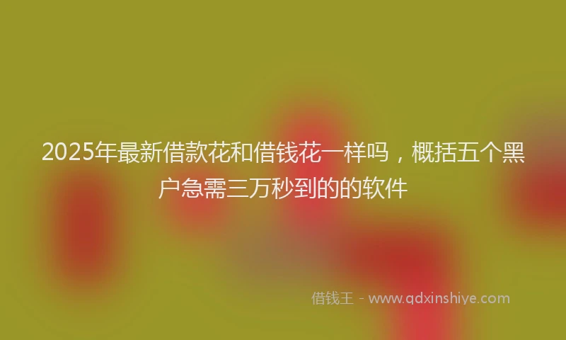 2025年最新借款花和借钱花一样吗，概括五个黑户急需三万秒到的的软件