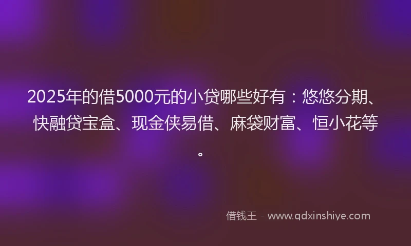 2025年的借5000元的小贷哪些好有：悠悠分期、快融贷宝盒、现金侠易借、麻袋财富、恒小花等。