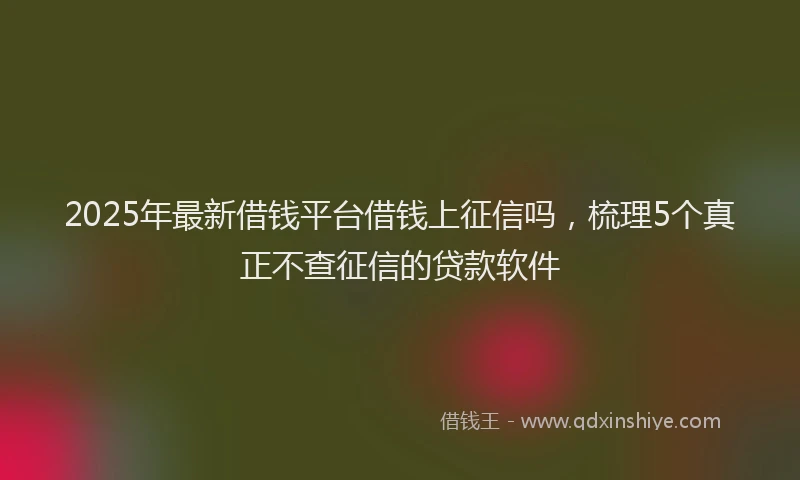 2025年最新借钱平台借钱上征信吗，梳理5个真正不查征信的贷款软件