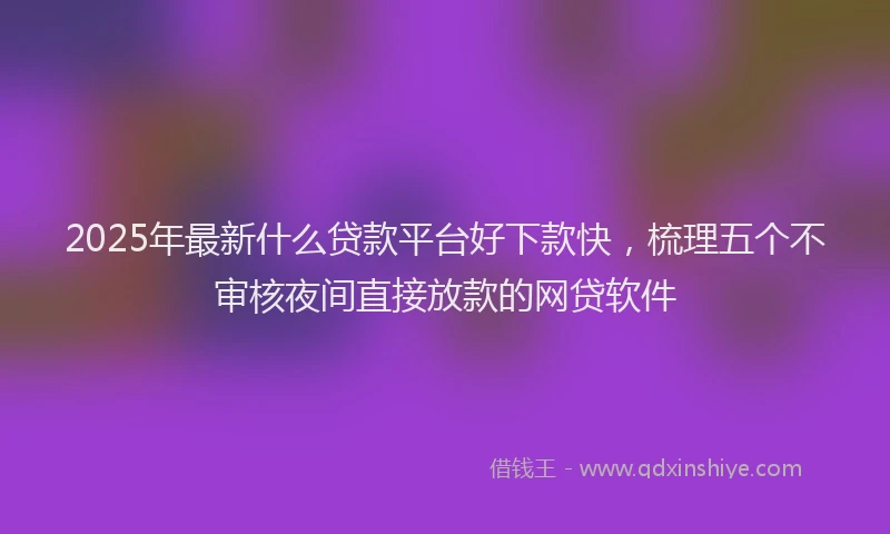 2025年最新什么贷款平台好下款快，梳理五个不审核夜间直接放款的网贷软件