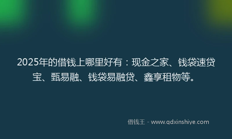 2025年的借钱上哪里好有：现金之家、钱袋速贷宝、甄易融、钱袋易融贷、鑫享租物等。