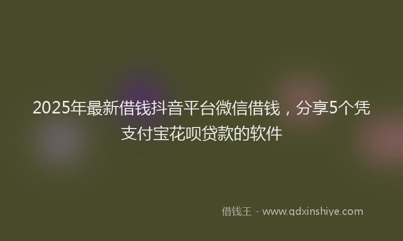 2025年最新借钱抖音平台微信借钱，分享5个凭支付宝花呗贷款的软件