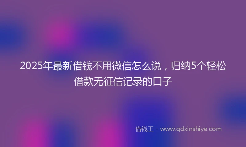 2025年最新借钱不用微信怎么说，归纳5个轻松借款无征信记录的口子