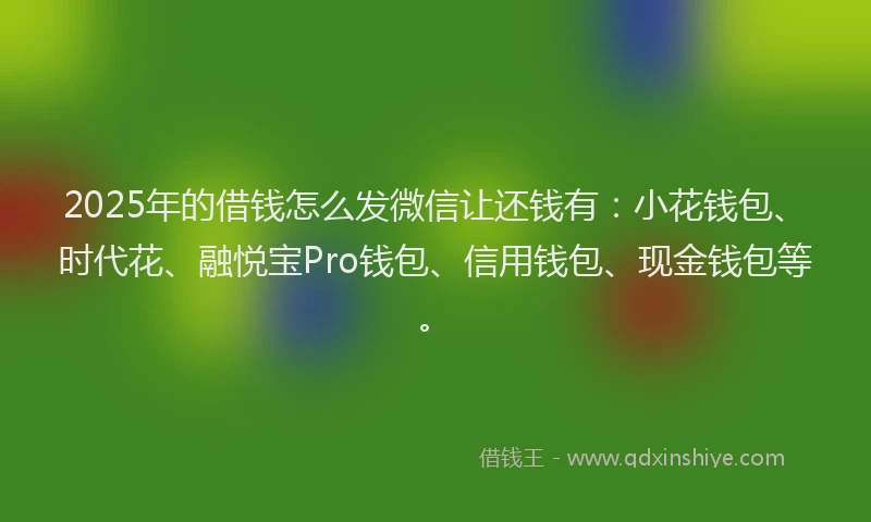 2025年的借钱怎么发微信让还钱有：小花钱包、时代花、融悦宝Pro钱包、信用钱包、现金钱包等。