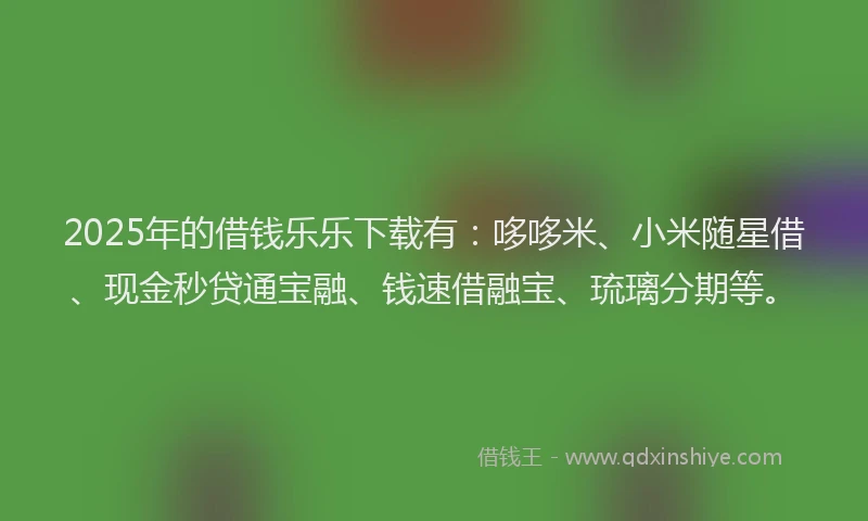 2025年的借钱乐乐下载有：哆哆米、小米随星借、现金秒贷通宝融、钱速借融宝、琉璃分期等。