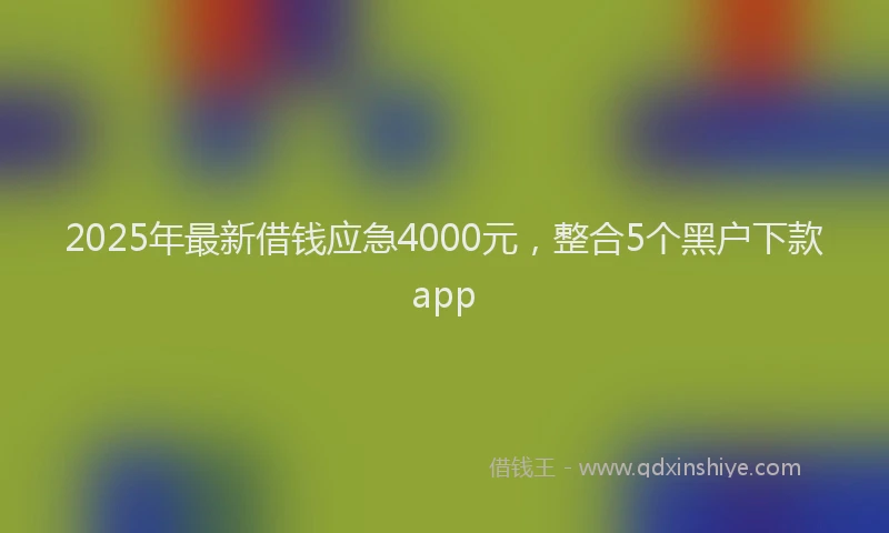 2025年最新借钱应急4000元，整合5个黑户下款app