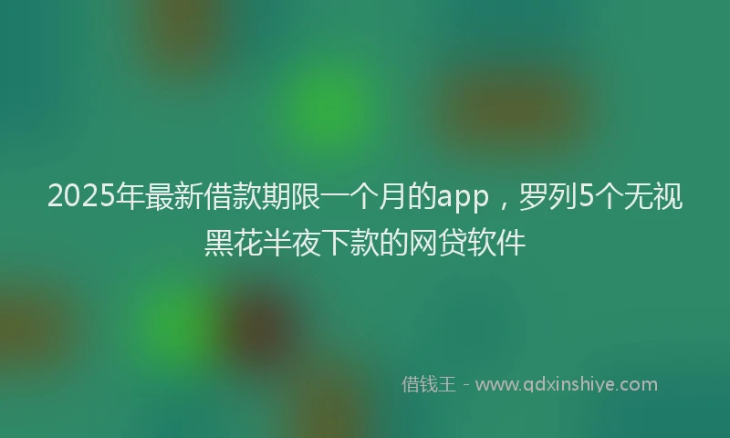 2025年最新借款期限一个月的app，罗列5个无视黑花半夜下款的网贷软件