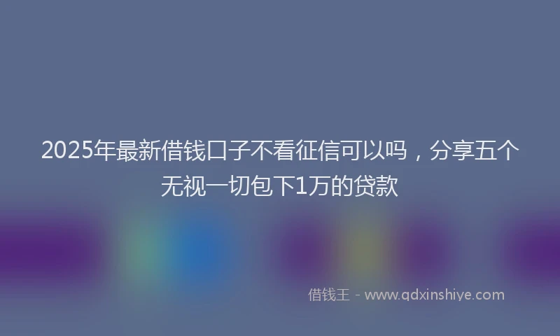 2025年最新借钱口子不看征信可以吗，分享五个无视一切包下1万的贷款