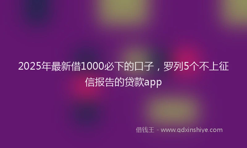 2025年最新借1000必下的口子，罗列5个不上征信报告的贷款app