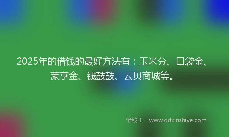 2025年的借钱的最好方法有：玉米分、口袋金、蒙享金、钱鼓鼓、云贝商城等。