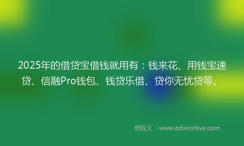 2025年的借贷宝借钱就用有：钱来花、用钱宝速贷、信融Pro钱包、钱贷乐借、贷你无忧贷等。