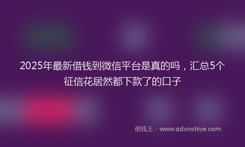 2025年最新借钱到微信平台是真的吗，汇总5个征信花居然都下款了的口子