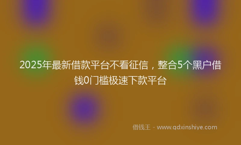 2025年最新借款平台不看征信，整合5个黑户借钱0门槛极速下款平台
