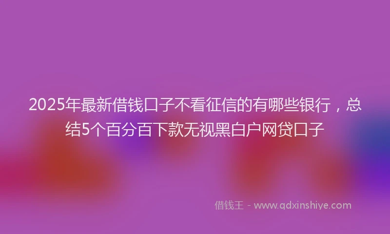 2025年最新借钱口子不看征信的有哪些银行，总结5个百分百下款无视黑白户网贷口子