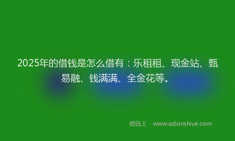 2025年的借钱是怎么借有：乐租租、现金站、甄易融、钱满满、全金花等。