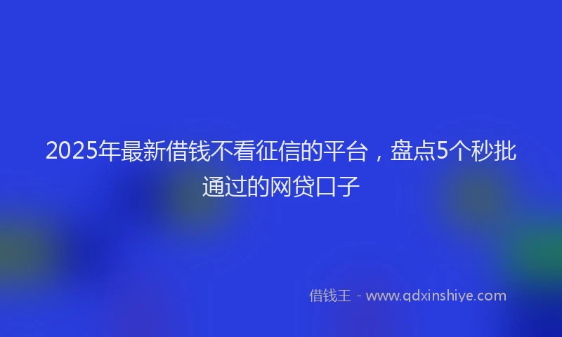 2025年最新借钱不看征信的平台，盘点5个秒批通过的网贷口子