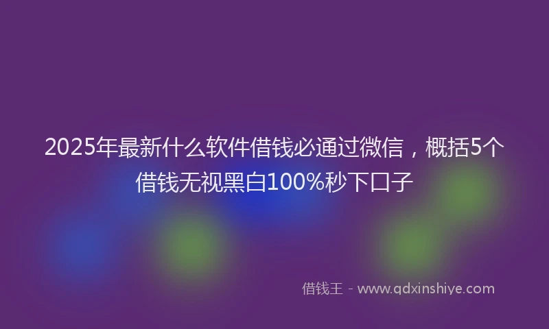 2025年最新什么软件借钱必通过微信，概括5个借钱无视黑白100%秒下口子