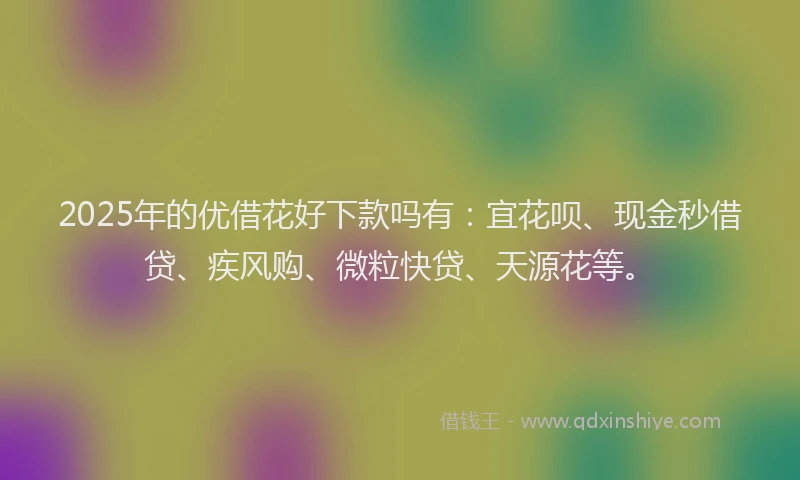 2025年的优借花好下款吗有：宜花呗、现金秒借贷、疾风购、微粒快贷、天源花等。