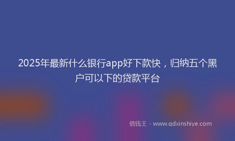 2025年最新什么银行app好下款快，归纳五个黑户可以下的贷款平台