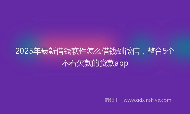 2025年最新借钱软件怎么借钱到微信，整合5个不看欠款的贷款app