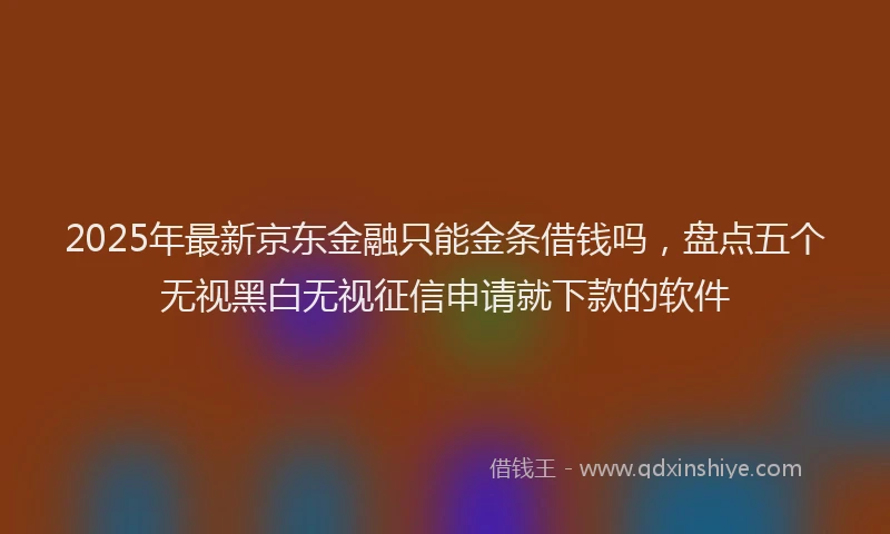2025年最新京东金融只能金条借钱吗，盘点五个无视黑白无视征信申请就下款的软件